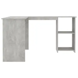 Berkfield L-Shaped Corner Desk Concrete Grey 120x140x75 cm Engineered Wood