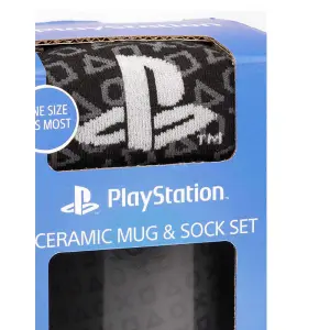 Playstation Childrens/Kids Logo Mug and Sock Set Black/Blue/Grey (One Size)