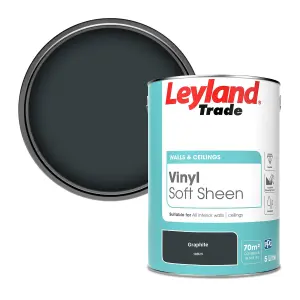 Leyland Trade Vinyl Soft Sheen Walls & Ceilings Emulsion Paint Graphite (18B29) - 5L