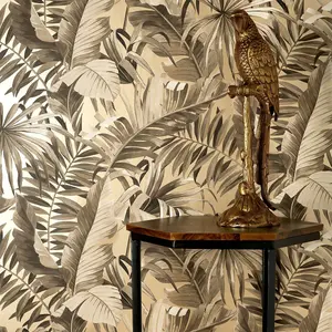 Maui Leaf Wallpaper Gold Fine Decor FD42853