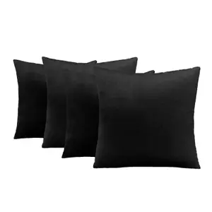 4 x Matte Velvet Filled Cushion Covers Soft Zip