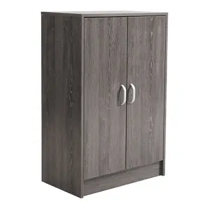 Grey 6-Tier Wooden Shoe Storage Cabinet with 2 Doors