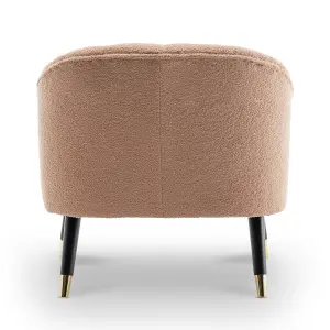 Teddy Boucle Fabric Accent Chair in Light Brown