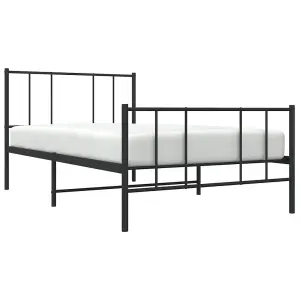 Berkfield Metal Bed Frame with Headboard and Footboard Black 90x190 cm 3FT Single