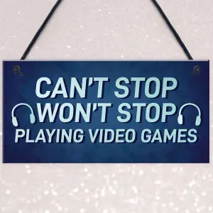 Funny Gaming Sign For Son Brother Dad Hanging Bedroom Sign Gamer Gift