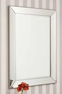 MirrorOutlet Frameless Large Venetian Modern Wall Mirror 109 x 78 cm 3ft7 x 2ft7