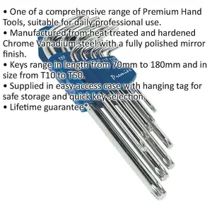 9 Piece TRX-Star Key Set - Durable, Polished, 70-180mm Length, T10 to T50 Sizes for Professional and DIY Use