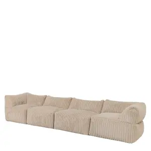 icon Tetra Ribbed Faux Fur Modular Sofa Bean Bag - Natural (4pc)