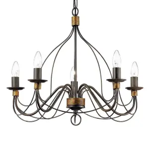 Luminosa Corte  5 Light Chandelier Rust Brown Finish, E14