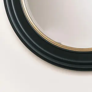 Melody Maison Large Round Black & Gold Wall Mirror - 80cm x 80cm