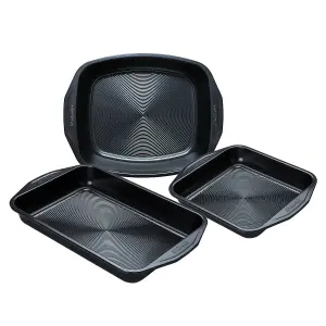 Circulon Ultimum Black Rectangle Carbon Steel Dishwasher Safe Non-Stick Roast and Bake Set Pack of 3