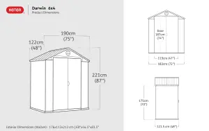 Keter Darwin 6x4 ft Grey Plastic 2 door Shed with floor