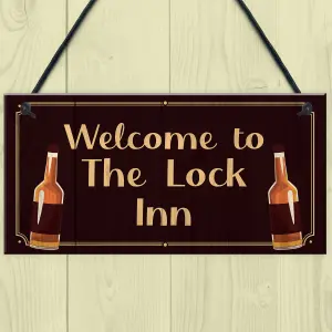 Welcome To The Lock Inn Sign HOME BAR Man Cave Plaque Lockdown Gift Gift