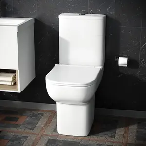 Nes Home Comfort Height Close Coupled Toilet Pan, Cistern & Soft Close Seat