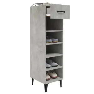 Berkfield Shoe Cabinet Concrete Grey 30x35x105 cm Engineered Wood