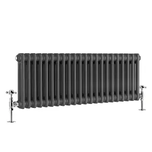 Right Radiators 300x1010 mm Horizontal Traditional 2 Column Cast Iron Style Radiator Anthracite