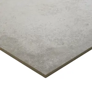 Colours Kontainer Light grey Matt Flat Concrete effect Textured Porcelain Indoor Wall & floor Tile, Pack of 3, (L)590mm (W)590mm