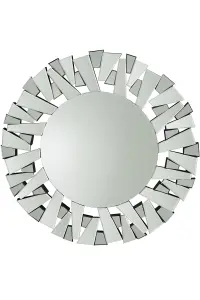 MirrorOutlet All Glass Modern Segmented Circular Round Mirror 98 x 98 CM