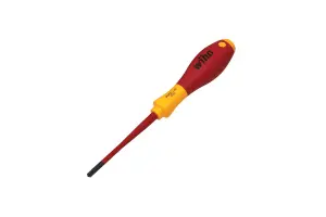 WIHA Pozidriv Electricians Screwdriver Insulated 1000v VDE Slim Fit SoftFinish slimFix Slotted Pozi PZ1 x 80mm 36329