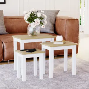 Analynn 3 Piece Nest of Tables White / Oak