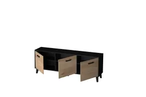 Stylish Artona 02 TV Cabinet H680mm W1860mm D400mm - Oak Artisan & Black Matt Finish