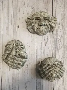 3pc Garden Gargoyle Ornaments Hear Speak See No Evil