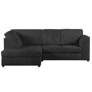 Luxor Black Jumbo Cord 4 Seater Corner sofa Left Hand Facing - Full Back