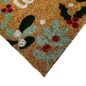 Christmas Multicolour Holly Border Door mat, 57cm x 40cm