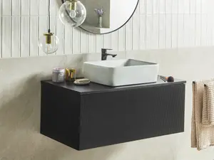 Bathroom Wall Mounted Cabinet 100 x 52 cm Black ALZIRA