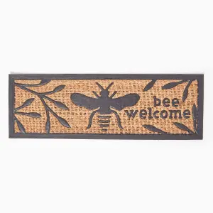 Homescapes Bumble Bee Rubber & Coir Doormat