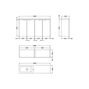 Fusion 1000mm Combined Vanity Unit Gloss Grey