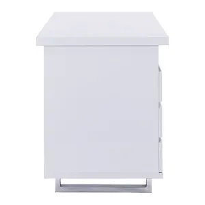 Sydney High Gloss Computer Desk With 1 Door 3 Drawers In White