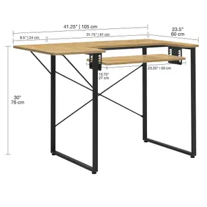 Dart Sewing Machine Table With Folding Top In Charcoal Black / Ashwood