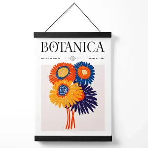 Orange and Blue Gerbera Daisies Flower Market Exhibition Medium Poster with Black Hanger