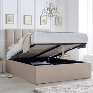 Linea Stone Upholstered Ottoman - King Size Bed Frame Only