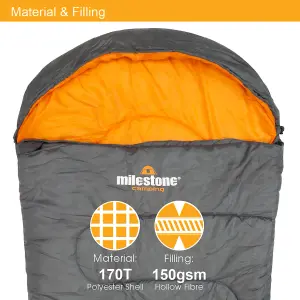 Milestone Camping Mummy Single Layer Sleeping Bag - Black