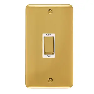 Curved Polished Brass 2 Gang Ingot Size 45A Switch - White Trim - SE Home