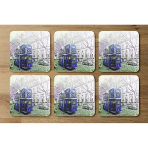 Square 6 Piece Coaster Set (Set of 6) Blue