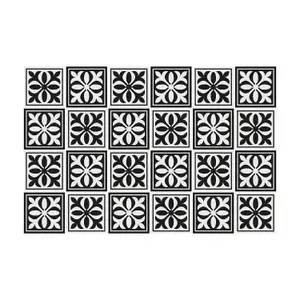 24 Pieces 15x15cm Emma Monocromatic Black Victorian Tile Stickers