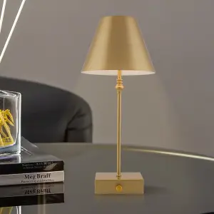 HARPER LIVING Cordless Table Lamp, 5200mAh Battery Operated Desk Light, Modern LED Rechargeable Lamp with Dimmer Switch-Gold