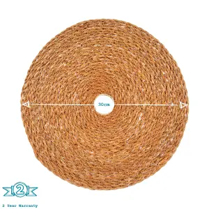 Argon Tableware - Round Woven Typha Placemats - 30cm - Pack of 6