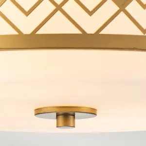 Luminosa Ziggy 2 Light Cylindrical Pendant Ceiling Light, Lacquered Gold