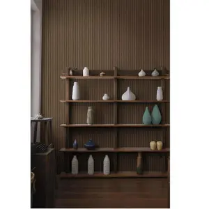 Holden Wooden Bevel Slat Panelling Wood Panel Stripes Natural Brown Wallpaper