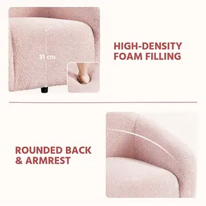 Yaheetech Pink Upholstered Boucle Club Chair Accent Barrel Chair