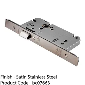 60mm Architectural DIN Latch - Satin Steel Radius - Reversible Latch BS EN 12209