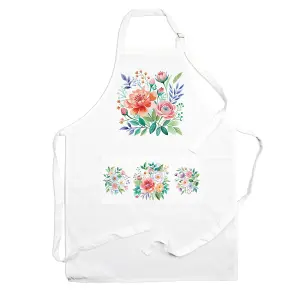 Purely Home Floral Bouquet Apron - Cooking & Baking Kitchen Gift for Mother's Day