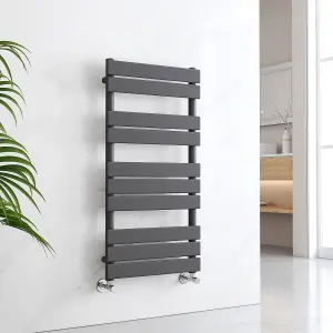 EMKE Flat Panel Heated Towel Rail Anthracite Bathroom Ladder Radiator Warmer 1000 x 500 mm Towel Radiator