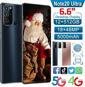 Christmas Exclusive Note20 Ultra MTK6889 Android Smartphones 6.5 Inch HD Camera 12GB+512GB 5G Cellphones Dual SIM Mobile Phone