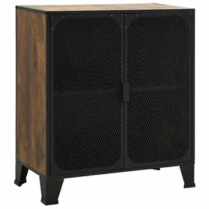 Berkfield Storage Cabinets 2 pcs Rustic Brown 72x36x82 cm Metal and MDF