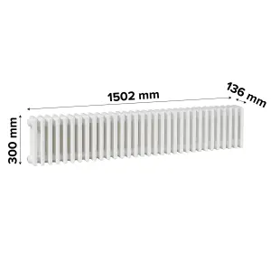 Acova White 4 Column Radiator, (W)1502mm x (H)300mm